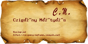 Czigány Mátyás névjegykártya